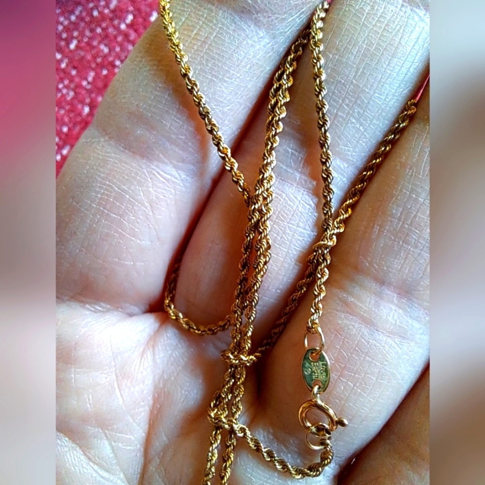 Vintage 10k Rose Gold Rope Diamond Cut Necklace